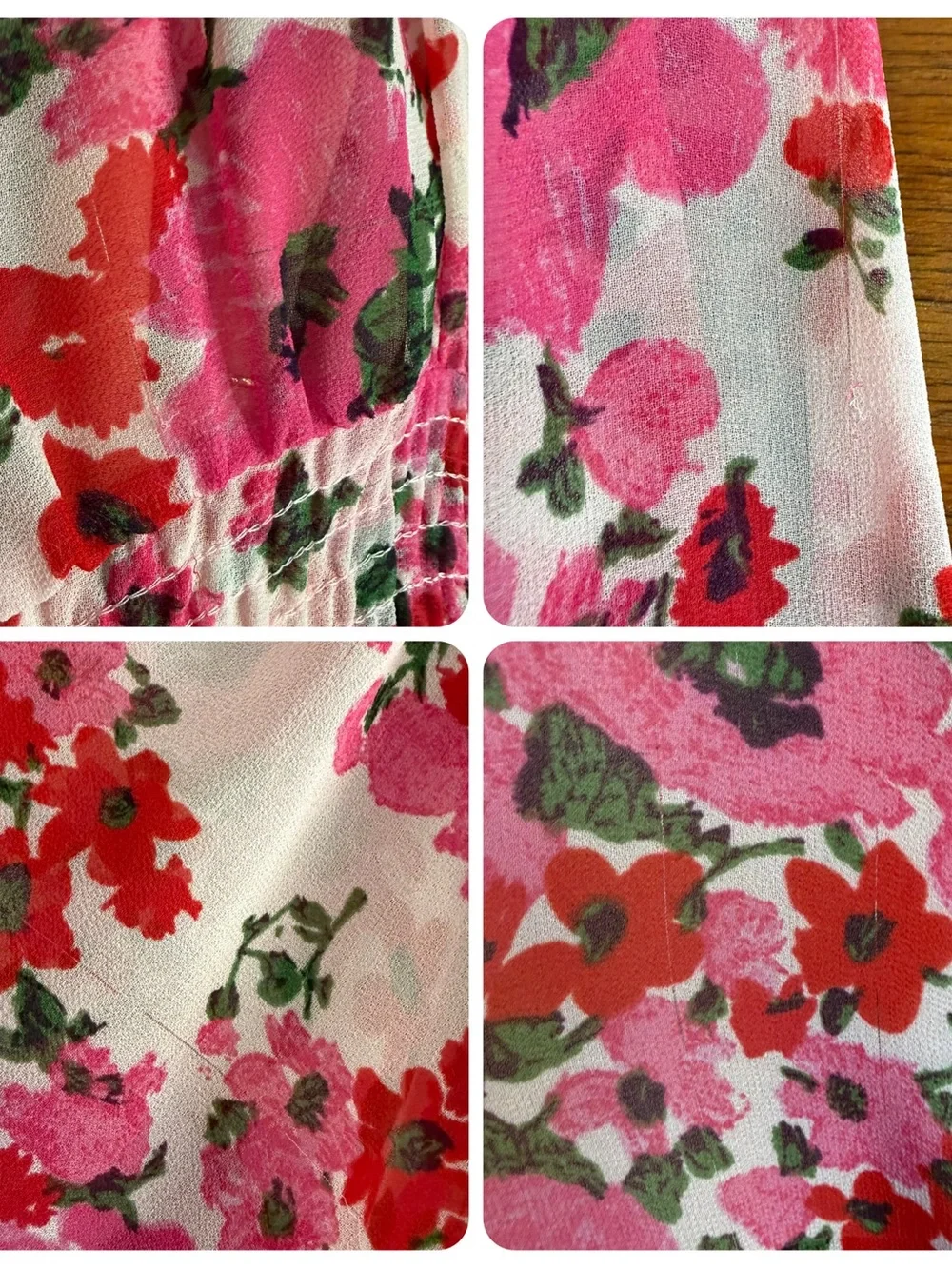 MISA Samantha Dress Flowy Floral Midi Ruffle Long Sleeve V Neck US L - Picture 10 of 15